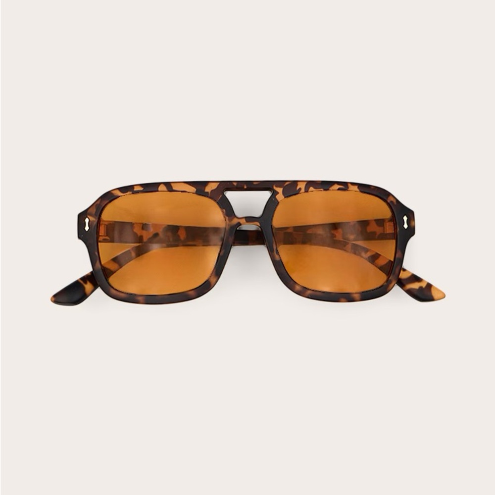 NWT PRETTY LITTLE THING BROWN TORT FRAME ORANGE SMOKE LENS AVIATOR SUNGLASSES